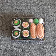 Unisex Sushi Socks packaged to resemble assorted sushi rolls, soft and cozy cotton blend, creative gift idea
