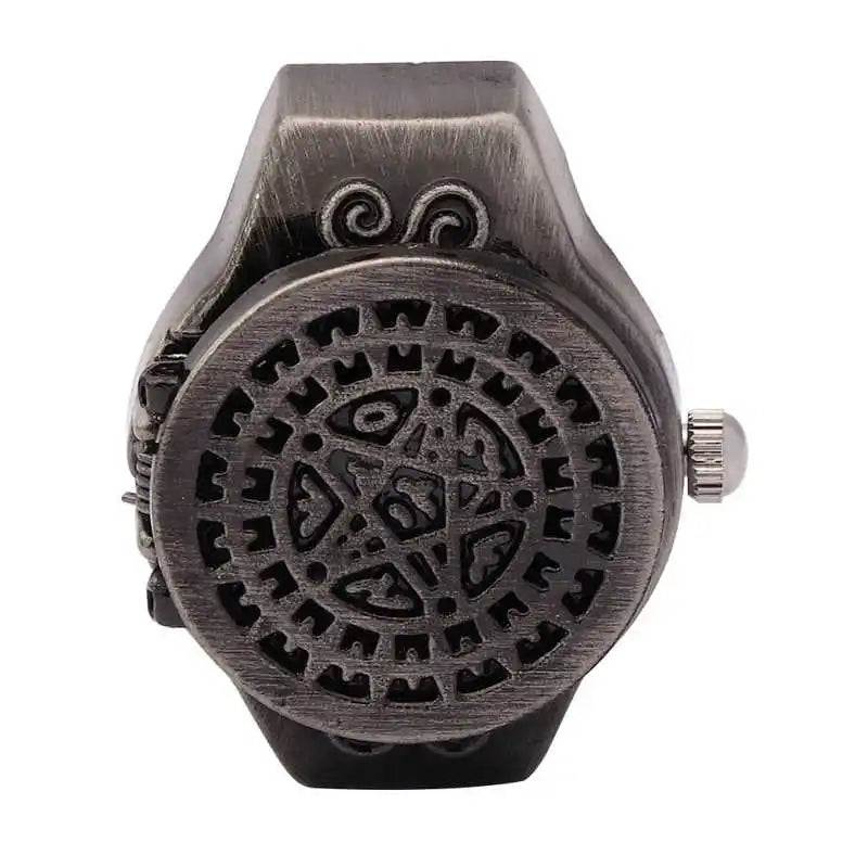 Vintage finger watch with flip-up cover and quartzFinger Watch Flip-Up Cover Vintage movement in antique alloy design