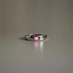 Metal ring with luminous pink heart design, adjustable Luminous Heart Couple Ring