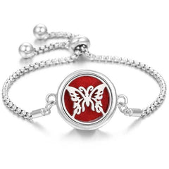 Stainless steel perfume bracelet with butterfly design and adjustable chain