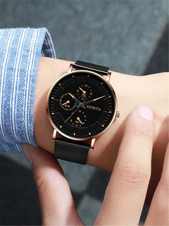 Men's Fashion Simple Watch Steel Mesh Sports Wristwatch