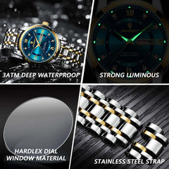 Luxury Men's Watch- Waterproof, Luminous, Quartz Stainless Steel 
