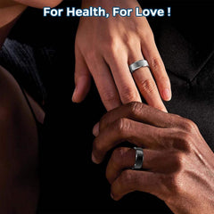Smart Ring Health Tracker worn on two hands showcasing stylish, waterproof fitness rings with activity and sleep monitoring features.