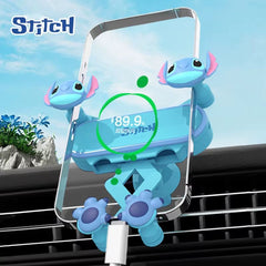 Blue Stitch Car Mobile Phone Holder clipped on car air vent with rotatable and anti-skid design for hands-free phone use