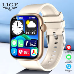 Smart Watch with 1.85-inch round color display, wireless charging, Bluetooth, health monitoring, message notifications, and customizable watch face.
