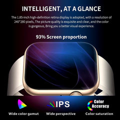 Smart watch with 1.85-inch high-definition retina display, 93% screen proportion, wide color gamut, IPS wide perspective, and accurate color saturation.