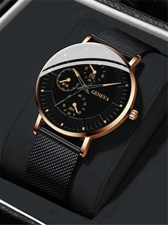 Men's Fashion Simple Watch Steel Mesh Sports Wristwatch