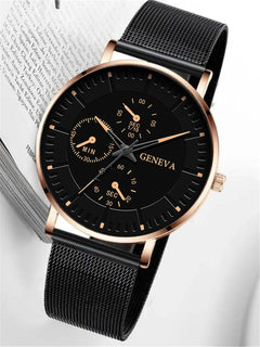 Men's Fashion Simple Watch Steel Mesh Sports Wristwatch