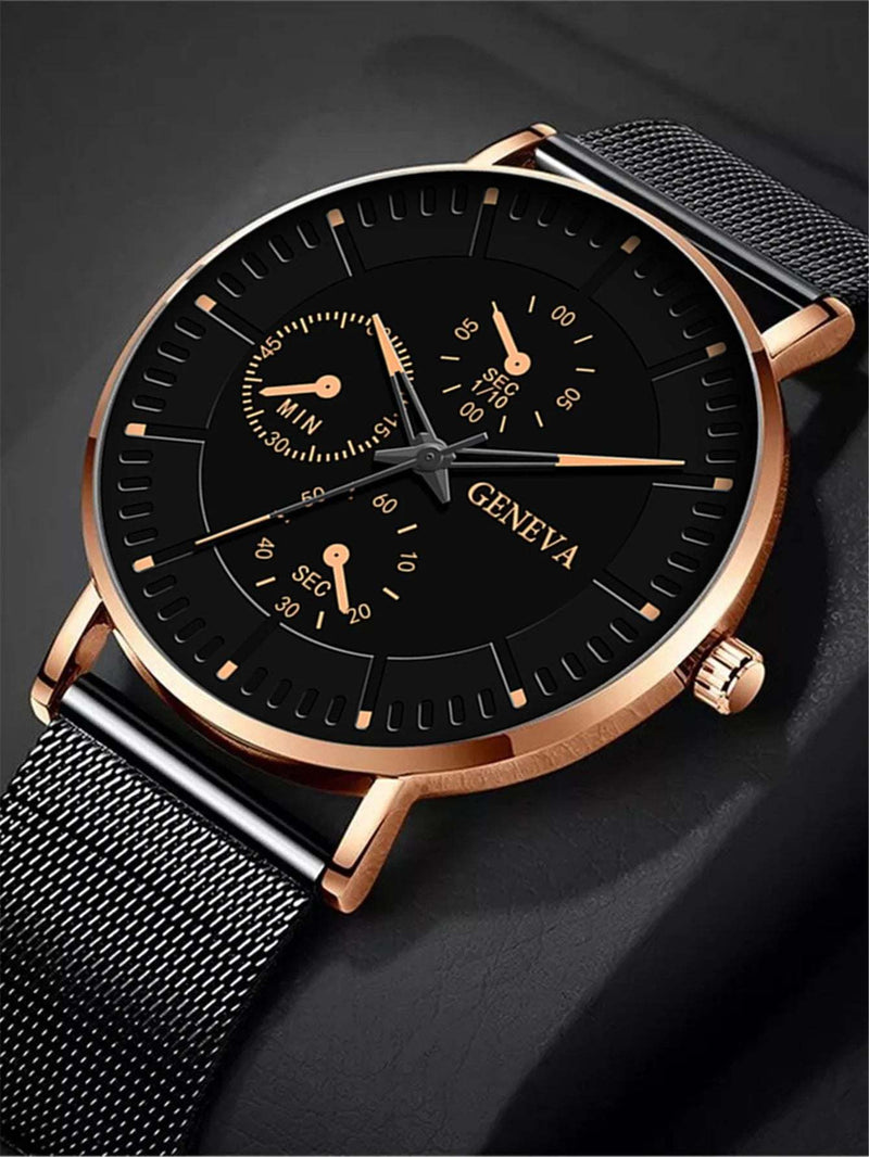 Men's Fashion Simple Watch Steel Mesh Sports Wristwatch