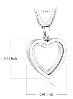 Heartfelt Remembrance pendant silver heart-shaped keepsake necklace with 22-inch chain and 0.98-inch dimensions