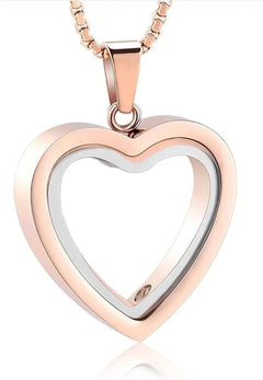Heartfelt Remembrance pendant with elegant rose gold and silver heart-shaped design on a chain
