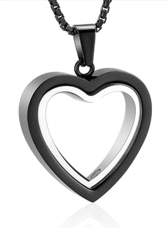 Heartfelt Remembrance pendant black and silver heart-shaped keepsake necklace on chain