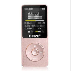 RuiZu X02 MP3 Voice Recorder and Portable Player in pink with color screen and push-button controls