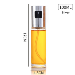 Kitchen Condiment Bottle 100ml silver glass spray bottle for oil and vinegar with durable PP head and ergonomic design