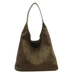 Brown suede one-shoulder underarm bag with large capacity and simple casual design