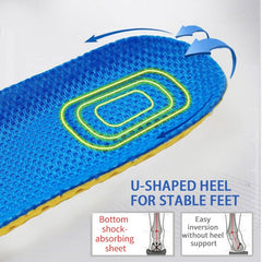 Memory foam insole with honeycomb mesh design and U-shaped heel support for shock absorption and stability