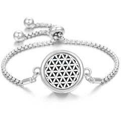 Elegant stainless steel perfume bracelet with adjustable chain and geometric diffuser design