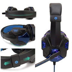 LED Light Wired Gamer Headset with vibrant LED lighting, comfortable cushioned ear pads, retractable microphone, and universal PC and console compatibility.