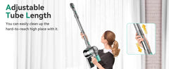 INSE S10K cordless vacuum cleaner with adjustable tube length for easy cleaning of high places, handheld stick design, and 28Kpa strong suction.