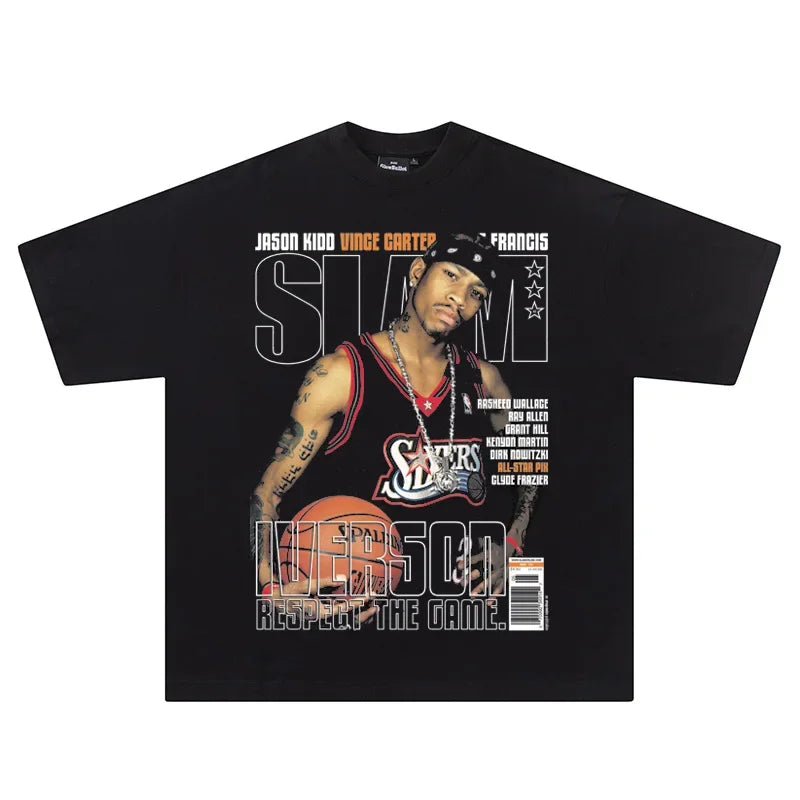 Hip-hop SLAM Streetwear NBA Basketball 100% cotton t-shirt