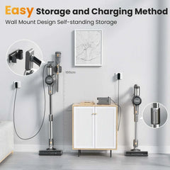 INSE S9 30KPa 400W stick cordless vacuum cleaner with wall mount and self-standing storage for easy charging.