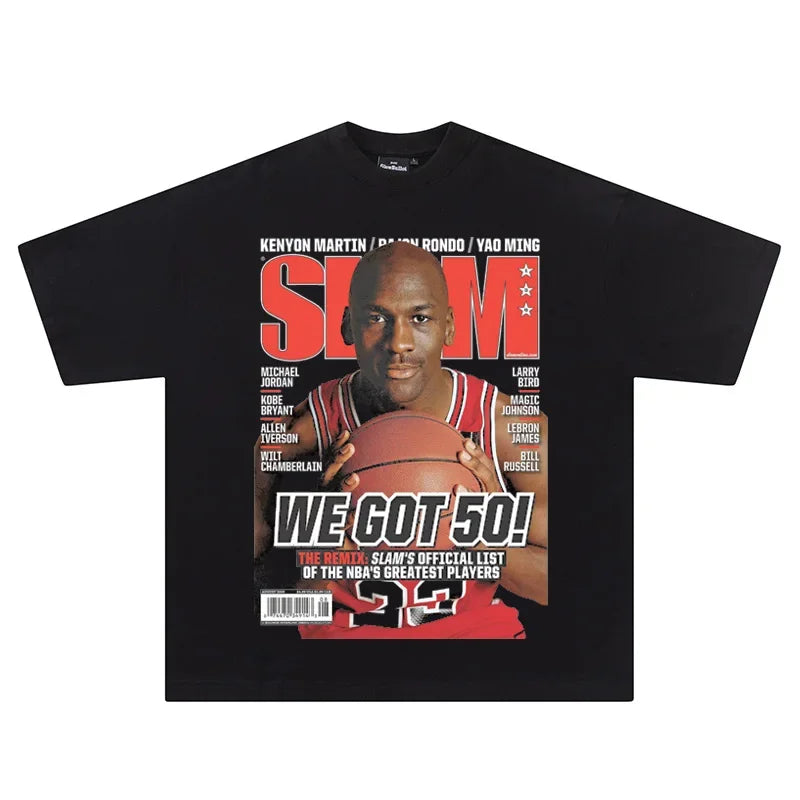 Hip-hop SLAM Streetwear NBA Basketball 100% cotton t-shirt