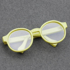 Yellow round plastic sunglasses for 15cm Labubu doll accessory