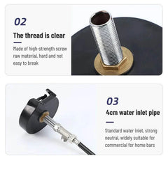 Household stainless steel high-pressure cup washer with clear threaded screw and 4cm water inlet pipe for kitchen and commercial bar use