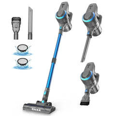 INSE N300 Cordless Vacuum Cleaner with 20Kpa suction, lightweight stick and handheld design, includes multiple nozzles and washable HEPA filters for home, pet, and car cleaning.