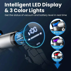 INSE S9X Cordless Vacuum Cleaner with intelligent LED display and 3 color battery status lights