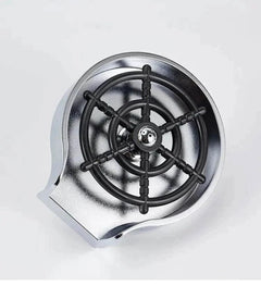 Automatic glass cup washer with high-pressure spray arms and stainless steel basin for bar and kitchen use