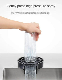 Automatic glass cup washer with high pressure spray for bar and kitchen use