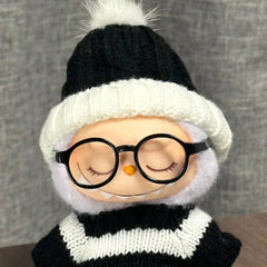 Round black plastic glasses for 15cm Labubu doll accessory