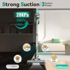 INSE S10K Cordless Vacuum Cleaner with 28KPa strong suction, 3 modes, handheld stick design for home carpet cleaning