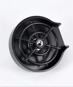 Black automatic glass cup washer with high-pressure circular spray design for bar and kitchen sink use