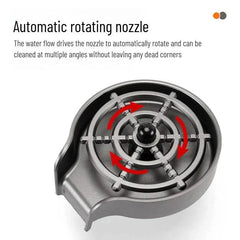 Household stainless steel automatic rotating nozzle cup washer for kitchen sink rinse tool