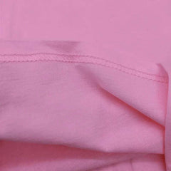 Close-up of soft pink Labubu Birthday T Shirt fabric for toddler girls