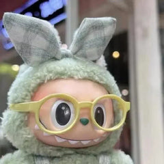Yellow transparent plastic glasses for 15cm Labubu doll accessories stylish colored sunglasses