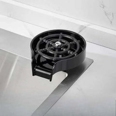 Black automatic glass cup washer with high-pressure sprayer for bar and kitchen sinks