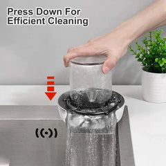 Household stainless steel high-pressure cup washer for kitchen sinks with automatic rinse function and ABS plastic components.