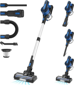 Poweart V870 cordless vacuum cleaner with 8-in-1 stick and handheld modes, 30KPa suction, multiple attachments, and LED floor brush for home and car cleaning.