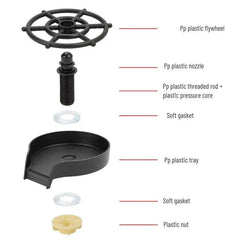 Household stainless steel kitchen sink cup washer parts with ABS plastic components and soft gaskets for high-pressure rinse.