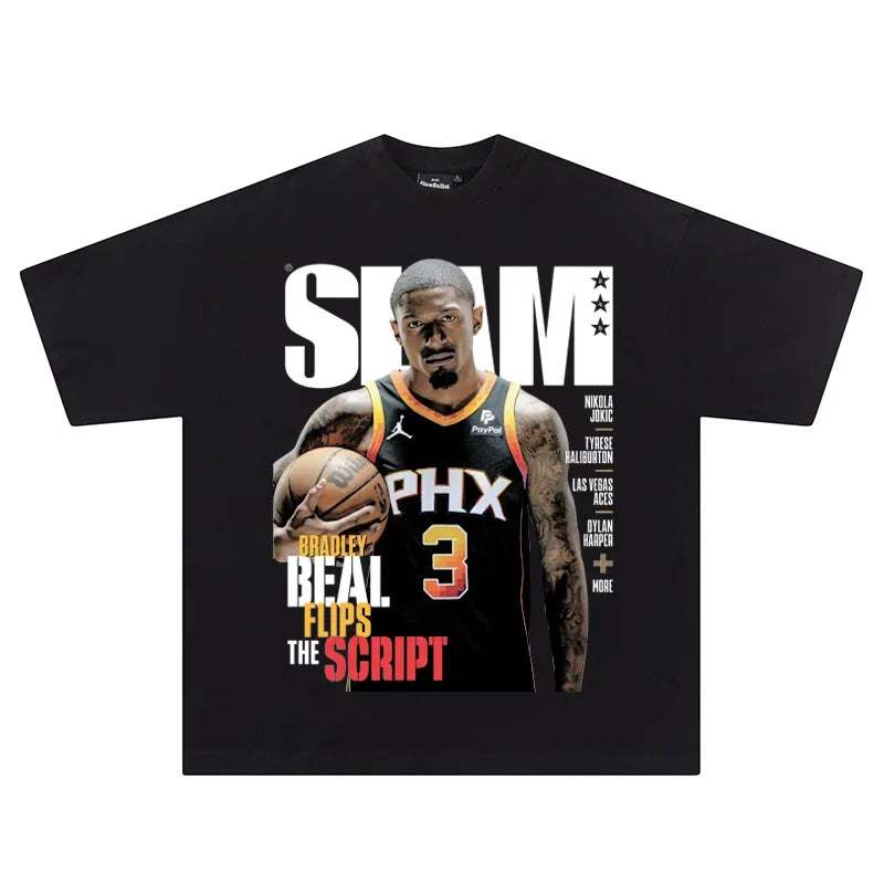 Hip-hop SLAM Streetwear NBA Basketball 100% cotton t-shirt