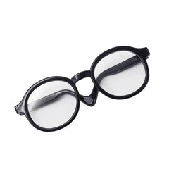 Black round plastic glasses accessory for 15cm Labubu dolls, stylish doll sunglasses