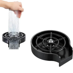 Black high pressure cup washer with automatic flushing for quick cup rinsing in kitchen and coffee bars