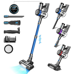 INSE S9X Cordless Vacuum Cleaner with LED display, 4 suction modes, detachable battery, and multiple cleaning attachments.