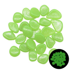 Glow in the Dark Garden Pebbles in green, glowing stones for outdoor or aquarium decoration