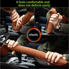 Premium brown leather car seat gap filler with elastic stretch and durable design preventing item loss and enhancing car interior storage.