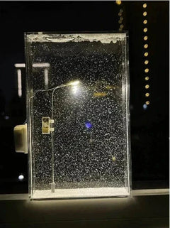 Handcrafted Snow Scene hemp night lamp DIY kit with illuminated snow night flow design in a compact acrylic box.
