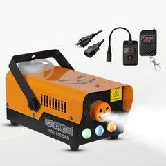 5 Core Fog Smoke Machine 750W orange low lying fogger with multi-color LED lights and remote controls for indoor outdoor use
